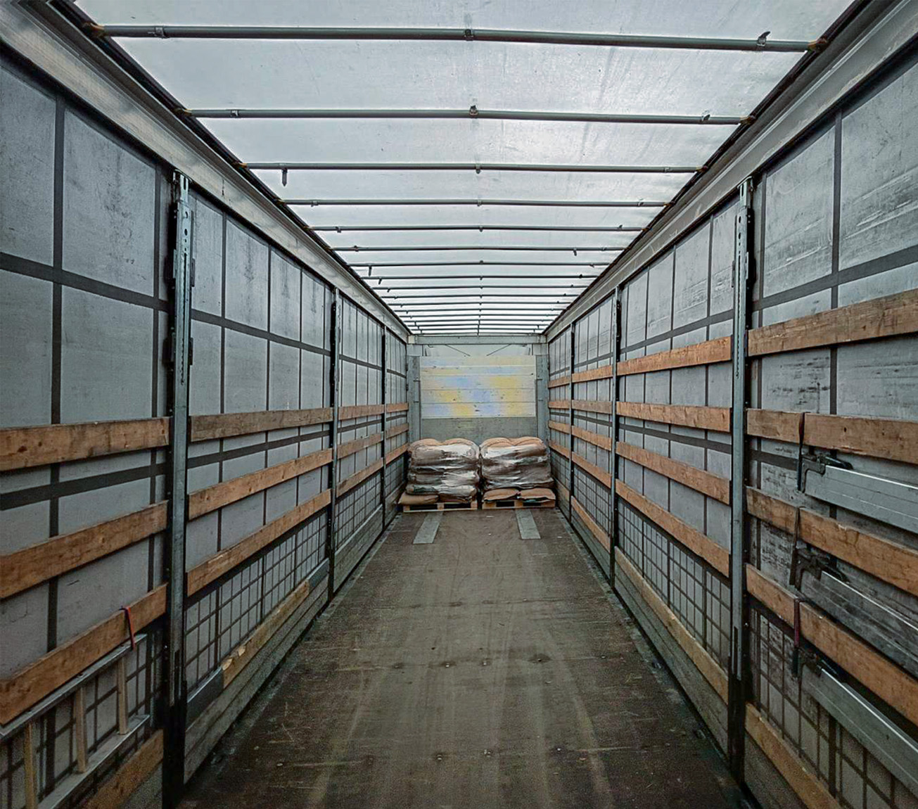 Empty container prepared for green coffee shipment as part of The Jungle Coffee logistics process